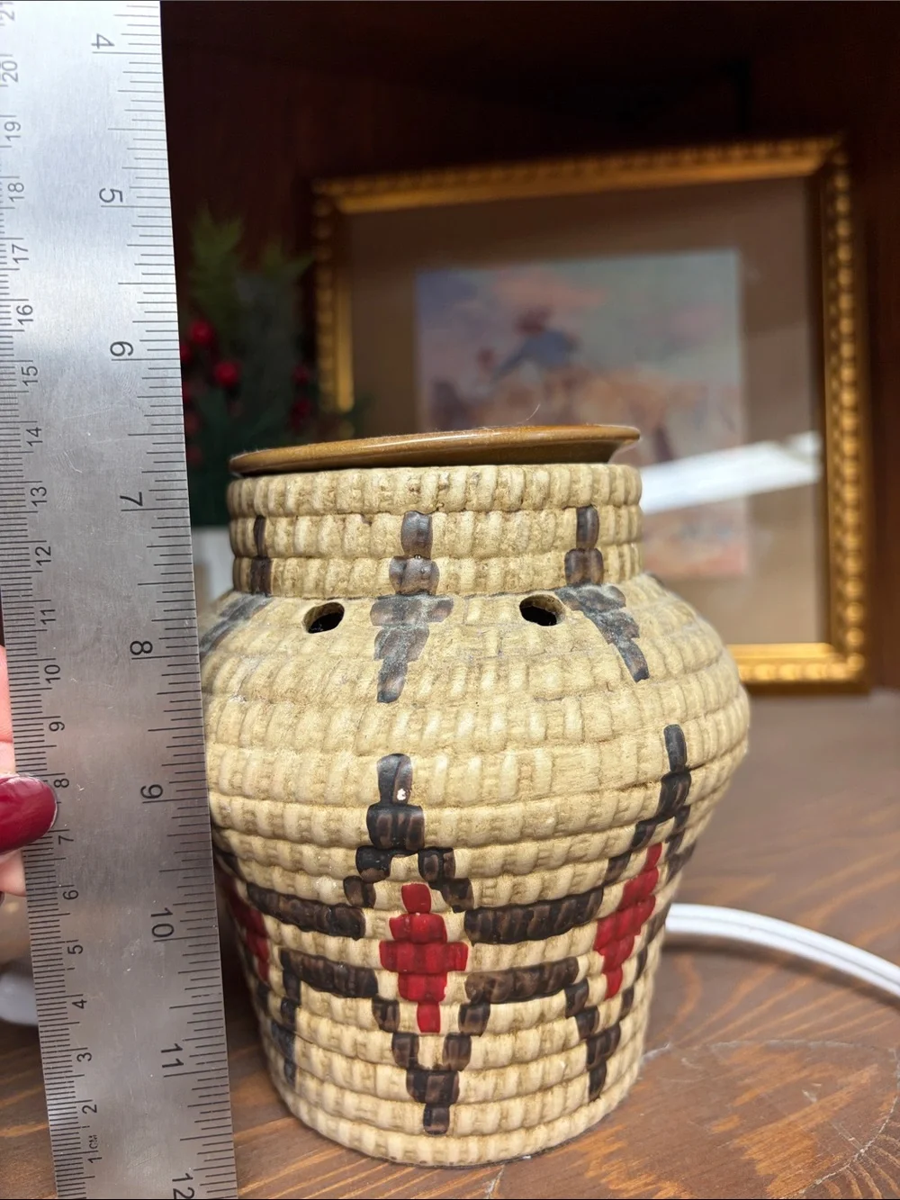 Woven Electric Fragrance Warmer in Natural and Red